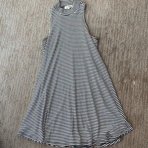 Striped black and white summer dress - high neck